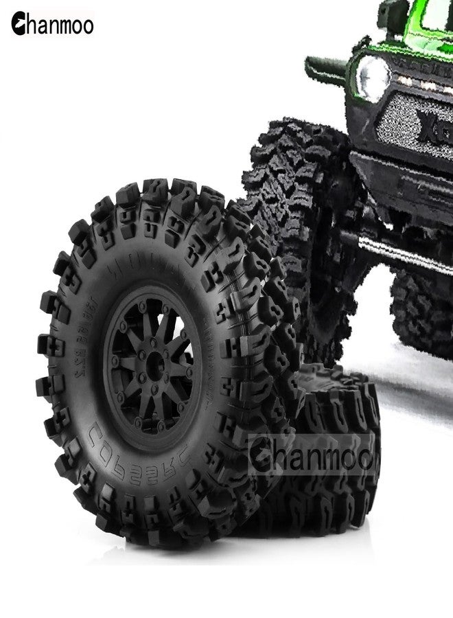 Chanmoo 2.2 RC Crawler Tires and Wheels Beadlock Rims 1/10 RC Rubber Slingers Grappler Mud Tyres OD 136mm for 1:10 Rock Crawler Car Axial SCX10 90047 D90 TF2 Tamiya CC01 Traxxas TRX4 RGT 4PCS (Black) - Image 5